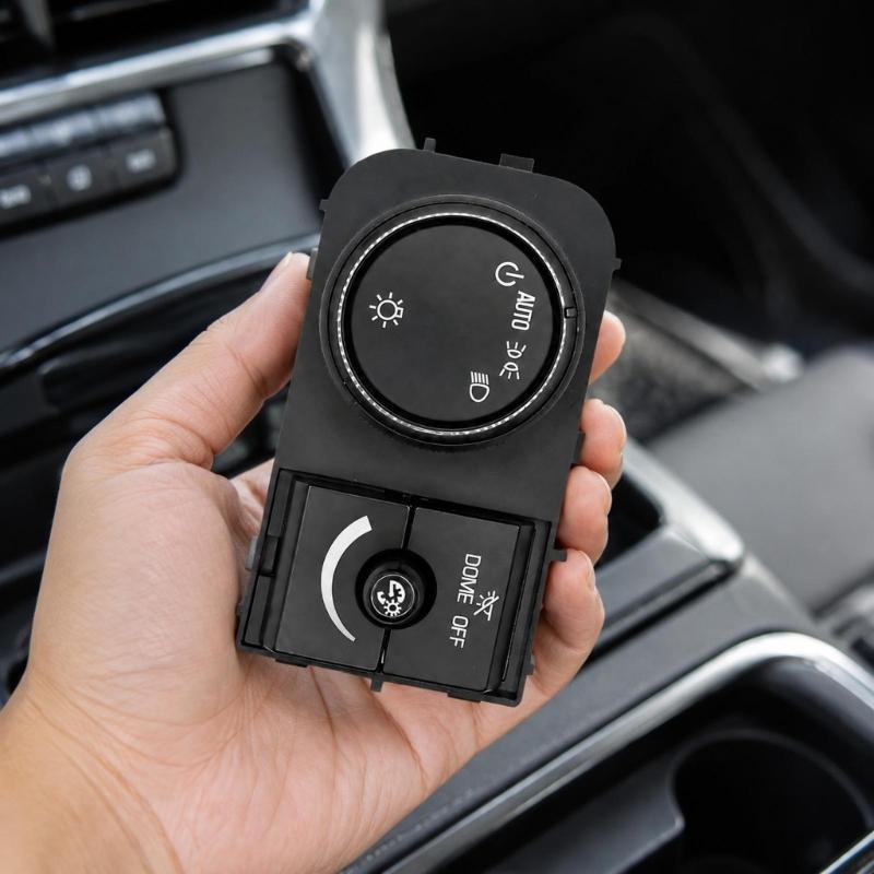 Headlamp Combination Control Assembly with Part Number 25858708, ABS Housing, and Combined Selector and Dimmer Layout for Vehicle Lighting Replacement