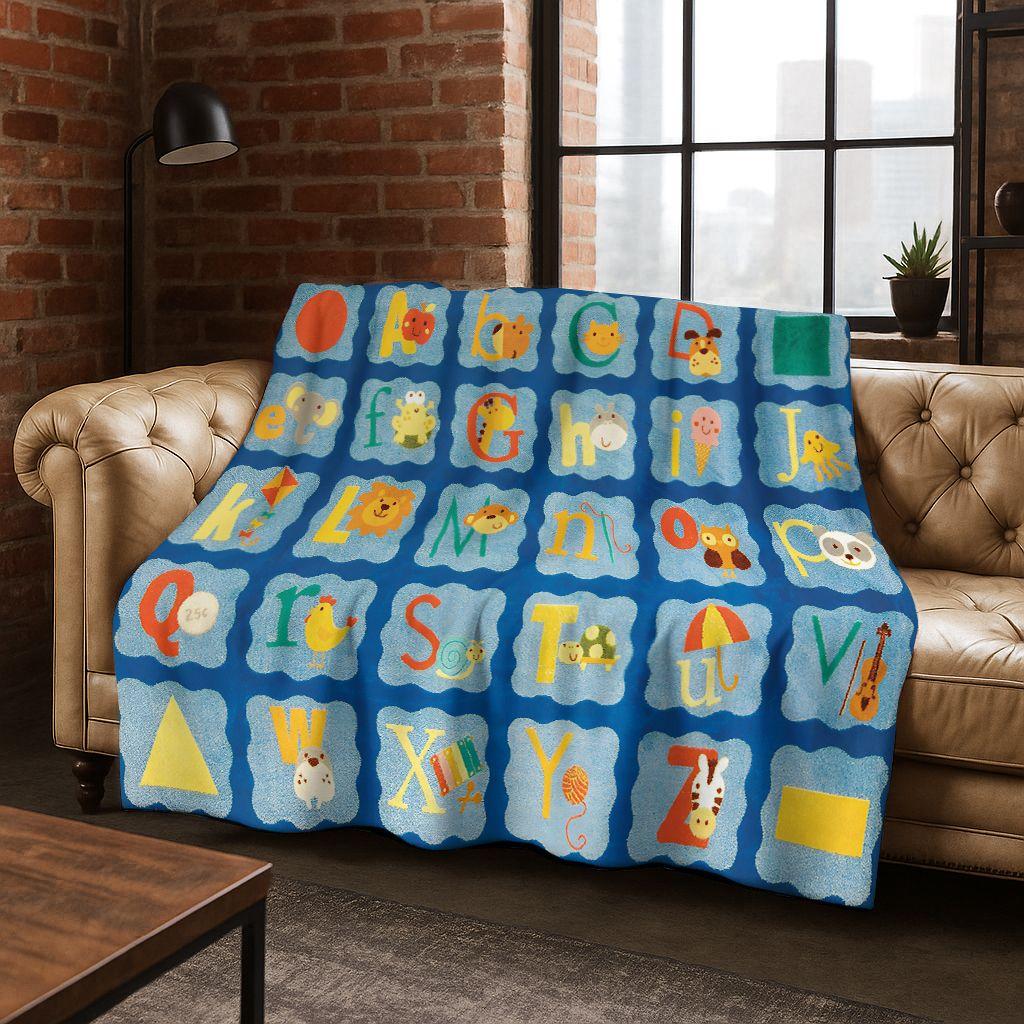 ABC Animal Alphabet Cartoon Early Educatio Children Flannel Blanket,Cozy Soft Throw Blanket for Home Bedroom Bed Sofa Cover