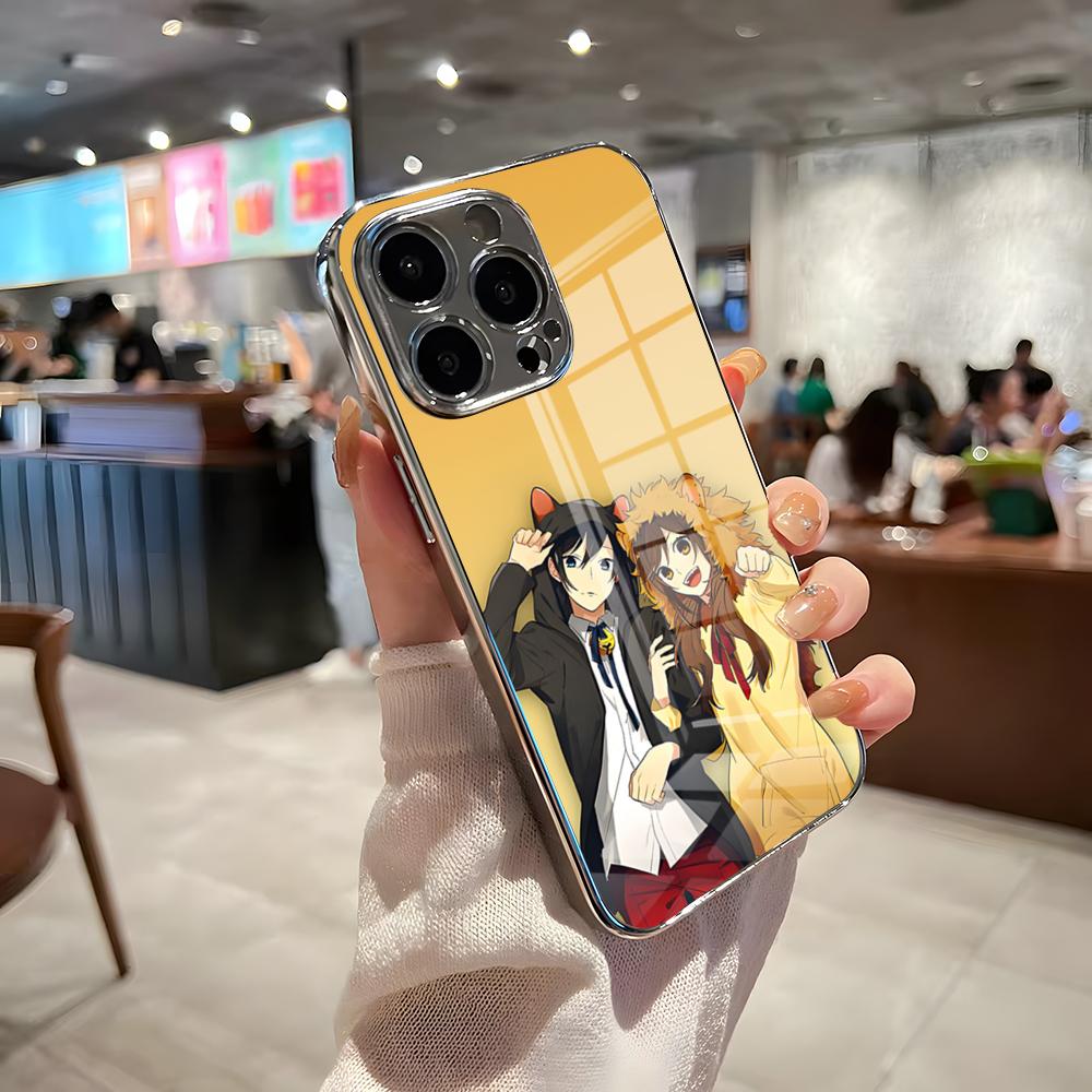 Чехол для телефона с аниме Хорimiya для iPhone 17 Pro Max 15 Pro 16 14 Plus 12 13 Mini 11 Pro Ударопрочный Электрооцинкованный Стеклянный Чехол