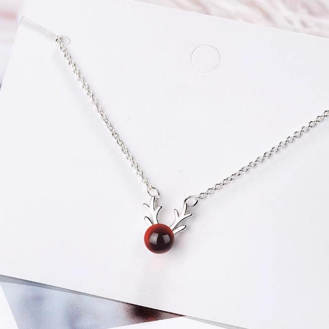 Милое ожерелье с рогами оленя в корейском стиле для женщин - Универсальная ключичная цепочка в стиле мори