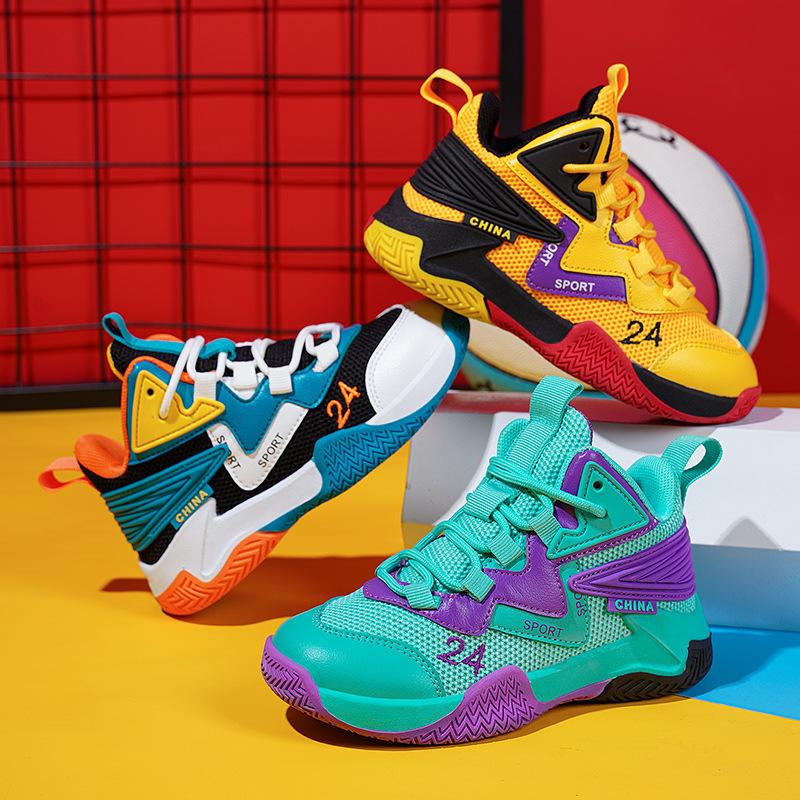 Детские баскетбольные кроссовки для мальчиков 2025 новые для детей среднего и старшего возраста спортивная обувь для мальчиков ученики начальной школы оригинальные износостойкие профессиональные с