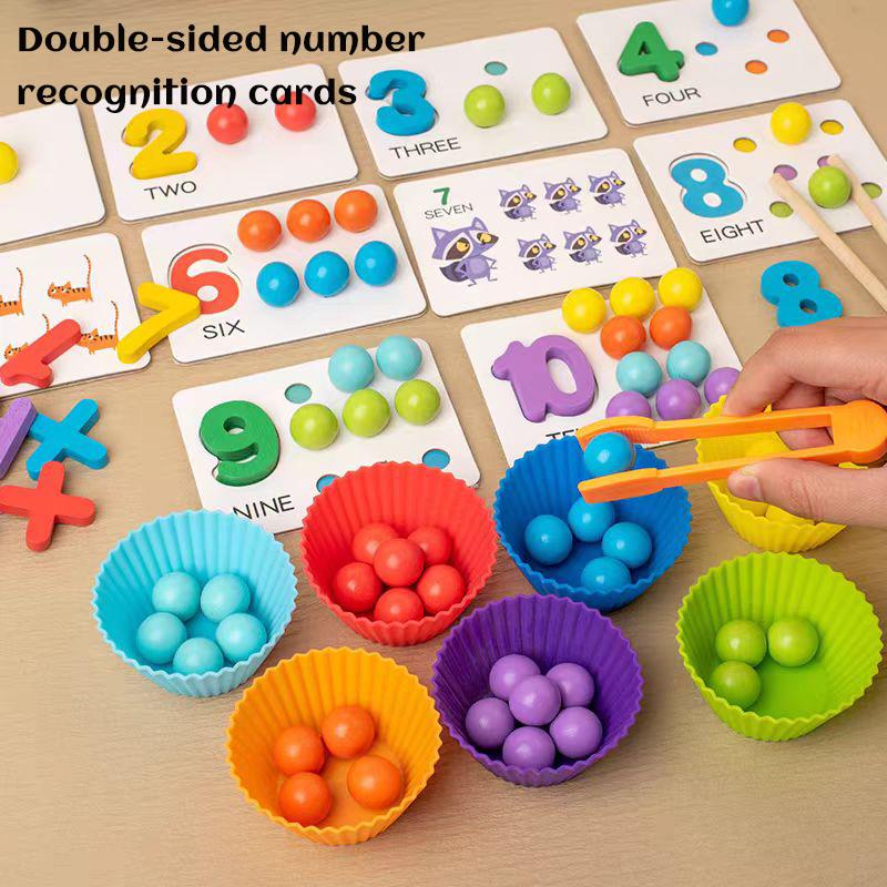 Wooden Montessori Clip Beads Toy Children Clip Ball Puzzle Toys  Fine Motor Training Color Sorting Matching Math Educational Toy