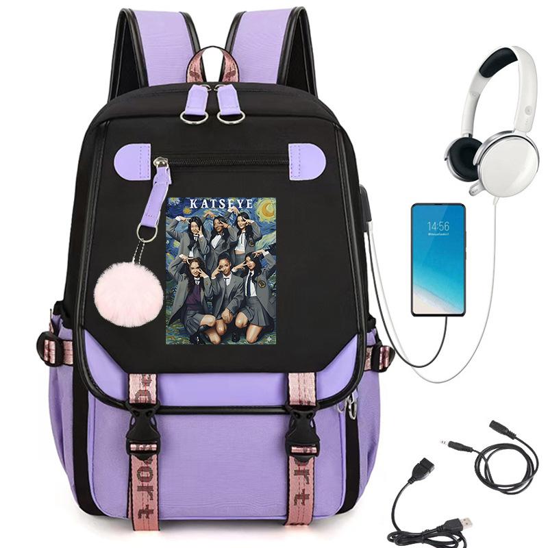 KATSEYE K-Pop Girl Group School Backpack Trendy Personalized Bookbag 60123-3