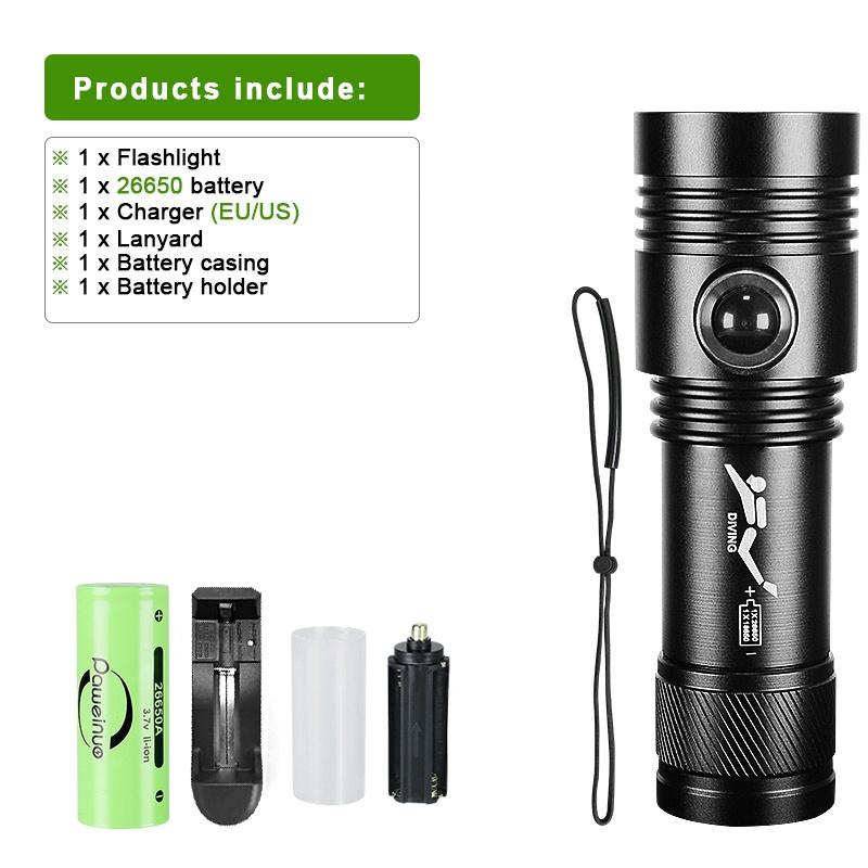 Профессиональный фонарь для дайвинга IPX8 Dual-Wick с магнитным переключателем, фонарь для дайвинга XHP160, переносной фонарь для дайвинга, уличный фонарь