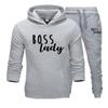 Женский комплект с длинными рукавами, спортивный костюм Boss Lady и Boss Man, комплект для пары, толстовка с капюшоном + брюки, толстовка с капюшоном