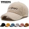 Плюшевая бейсболка с вышивкой букв, кепки из овечьей шерсти, женская шляпа от солнца для девочек, уличная теплая зимняя бейсболка, модная корейская бейсболка