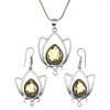Lemon Topaz Gemstone Mother's Day Jewelry Pendant Earring Set