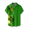 New Spring and Summer Men's Shirts Loose 3D Lucky Grass Elements Printed Short-sleeved Lapel Shirt