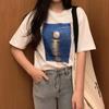 Hirsionsan Loose O-neck Casual Tees Female Retro Oil Painting Print T-shirt Women Fashion Summer Short Sleeve Simple Student Tops