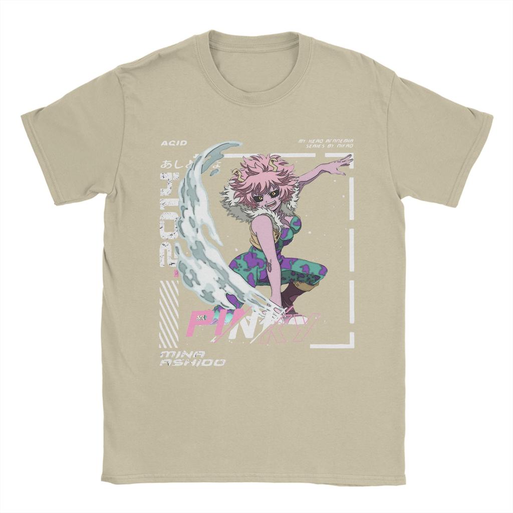 Футболка Pinky Mina Ashido 100% Хлопок Футболки Круглый Воротник Моя Геройская Академия Эстетичный Дизайн Футболка Короткий Рукав Одежда 6XL