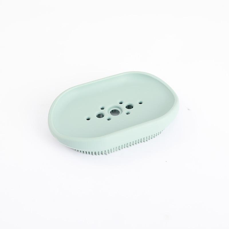 Multi-Functional Silicone Soap Dish with Integrated Brush Two-in-One Design for Easy Cleaning and Soap Storage Bathroom Accessory