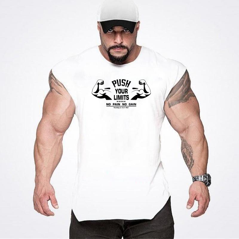 Do The Work Летняя мужская бодибилдинг Фитнес Slim Fit Хлопок Модная повседневная спортивная майка с принтом для тренировок в тренажерном зале