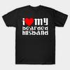 Men Black Print T-shirt Super Large TShirt I-love-my-bearded-husband No-Cut Transfer Paper Print Cotton Tshirt