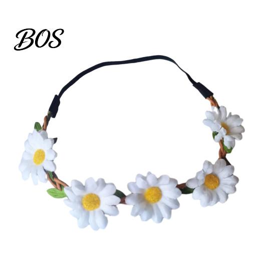 Flower Garland Headband for Holiday Styling Sunflower/Daisy Wreath Women Girls, Headpiece, Adjustable Floral Hair Accessory Beach Vacation Silk Crown