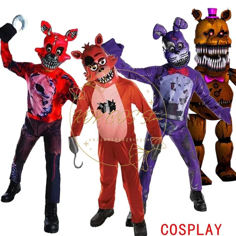 Новый Детский Костюм Косплей Fnaf Фредди Супергеройский Комбинезон Для Мальчиков и Девочек Забавный Костюм для Вечеринки Хэллоуина Карнавала Wit