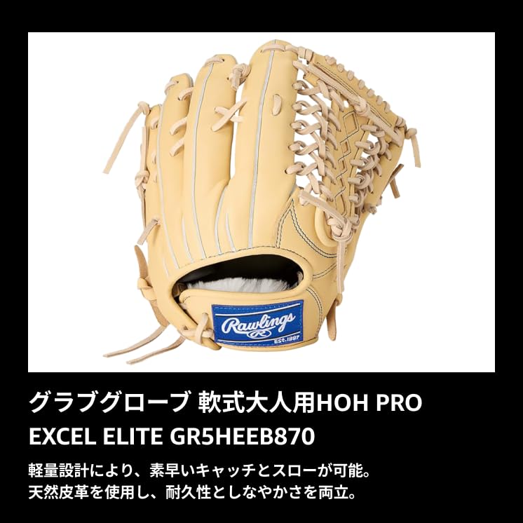 Rawlings baseball adult HOH PRO EXCEL ELITE black size worn on left glove, size, softball, GR5HEEB870, [outfielder], 12.25 (right-handed throw, hand)