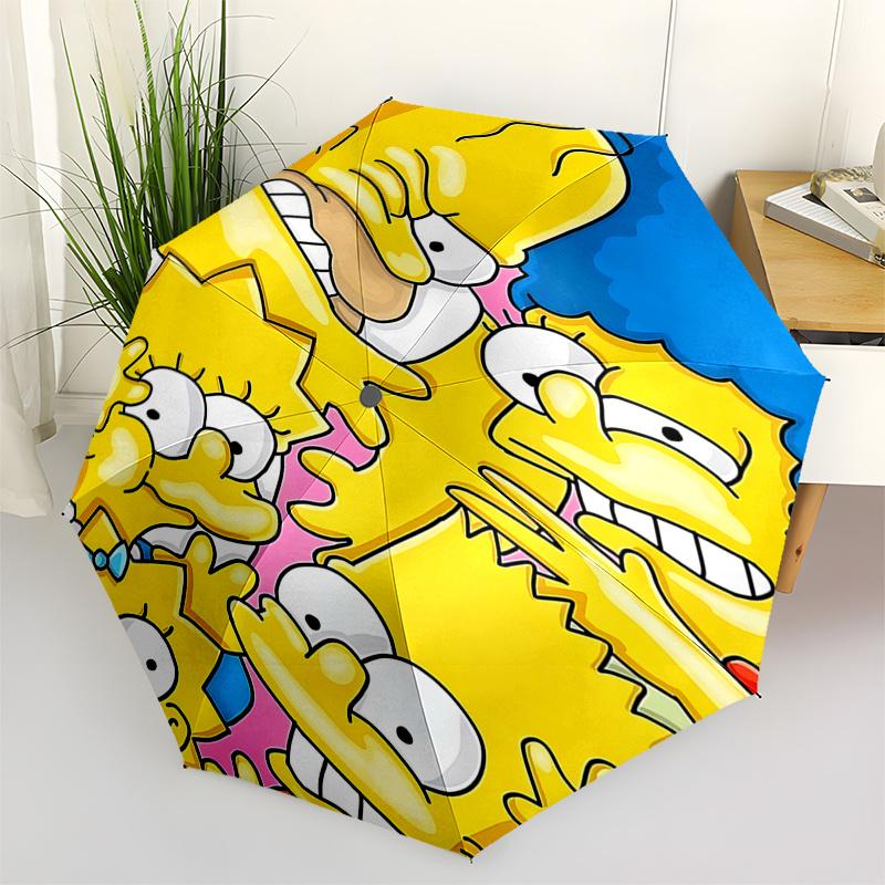 The Simpsons Family Collage Automatic Opening Folding Umbrella 8 Bone Iron Frame,Suitable for Fans,Travel,Daily Use,and Gift Giving010