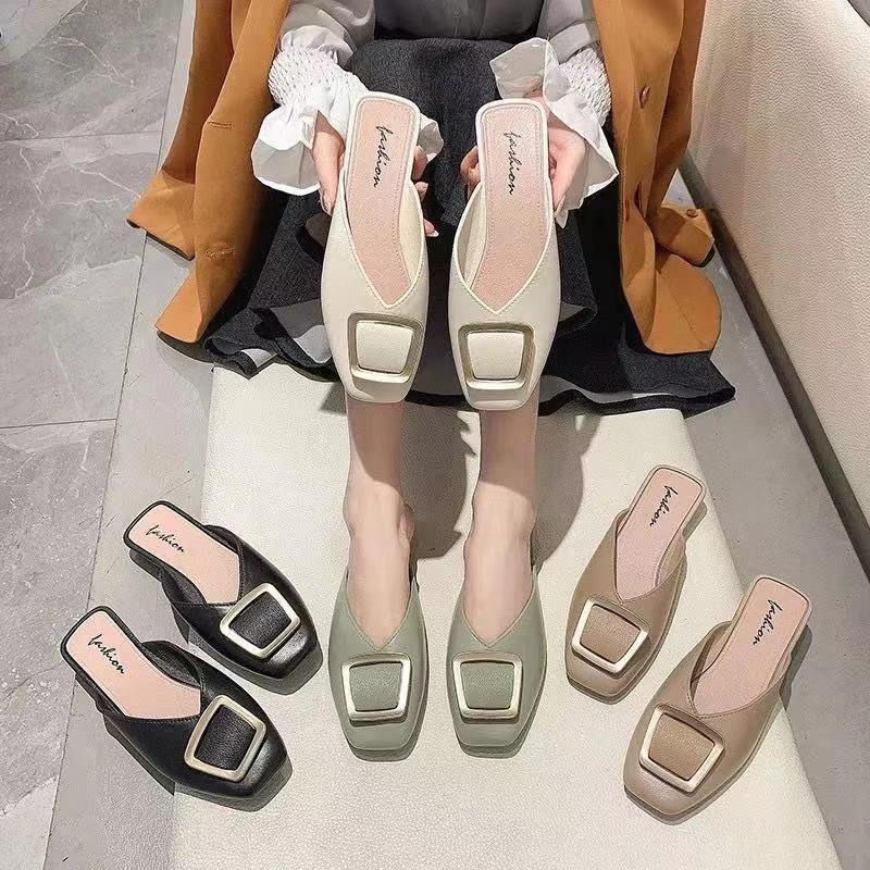 Slippers Women Wear Half a Bag of Shoes Clothing Store Fitting Shoes Soft Sole Fashion Versatile Lazy Shoes One Pedal Slippers Women
