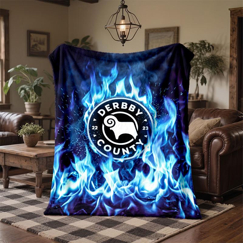 Derby County Football Print Flannel Blanket Soft Warm Sofa Bed Throw Blanket For Home Office Bedroom