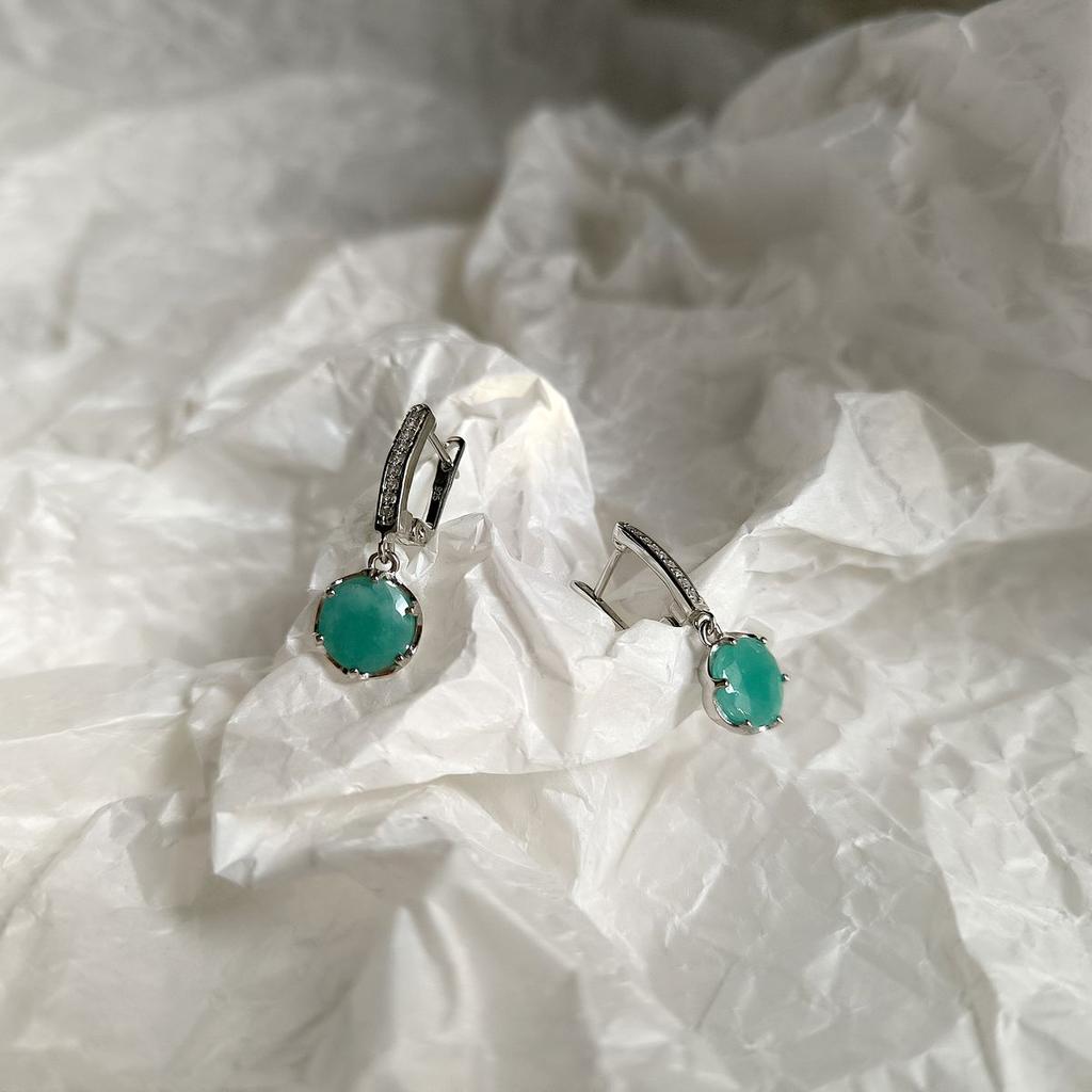 Серебряные серьги с натуральным изумрудом 5.533ct (2167181)