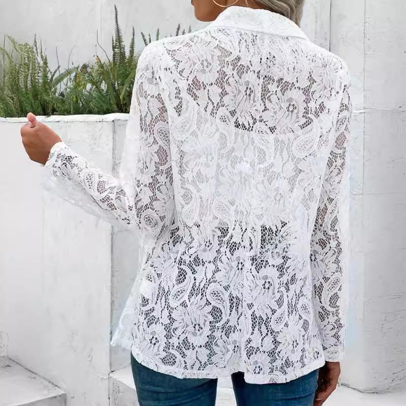 Chic Lace Hollow-Out Cardigan: Versatile European & American Autumn Jacket