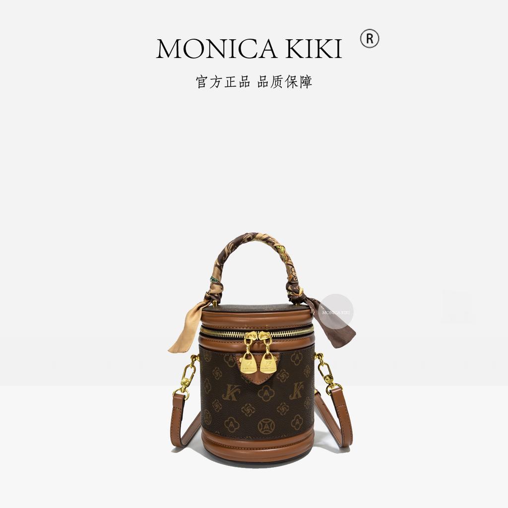 Old flower bucket bag women's 2025 new handbag cylinder bag retro printed handbag versatile messenger bag