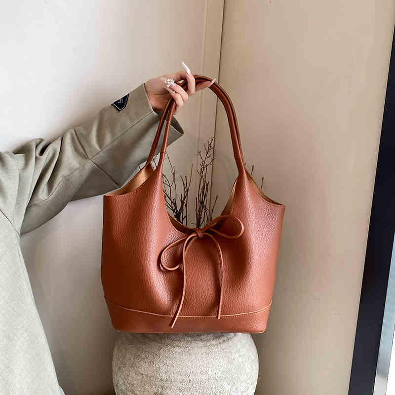 Простые однотонные большие сумки через плечо женские модные мягкие кожаные сумки для поездок на работу текстурированная женская сумка-тоут