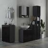 Bathroom Cabinet in Chipboard with Drawer and 2-Level Adjustable Cupboard, 30x30x82 cm, Black and Grey