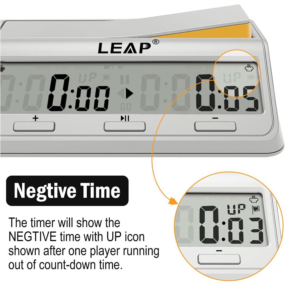 LEAP PQ9917 LEAP Шахматные часы Цифровой шахматный таймер Продвинутый для настольных игр и шахматный таймер с бонусной задержкой Обратный отсчет до будильника 3