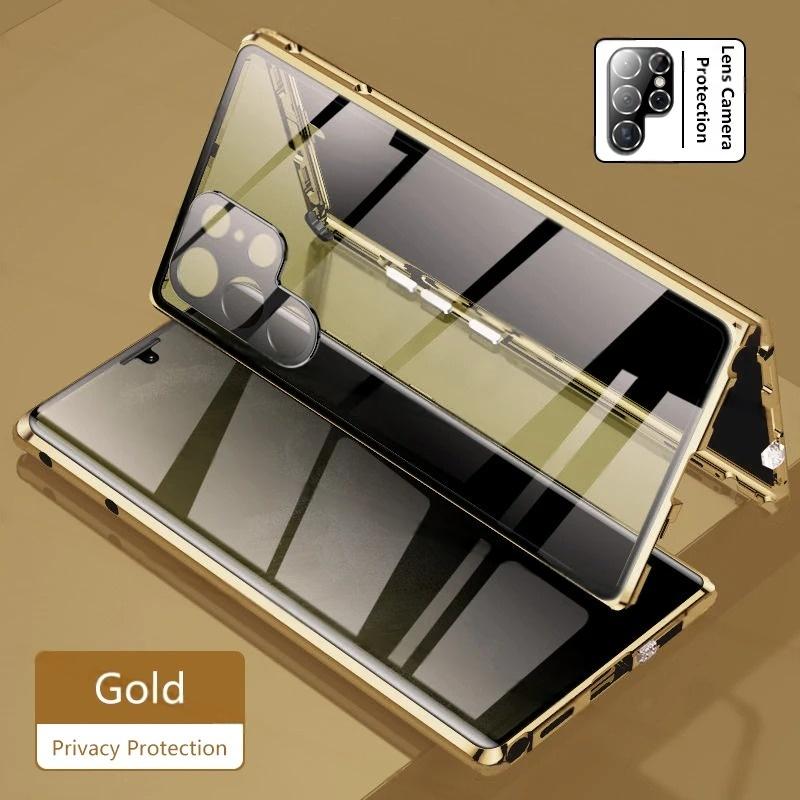 Магнитный закаленный стеклянный защитный металлический чехол для Xiaomi Redmi Note 14 12T Pro 13 Pro+ с защитой объектива камеры, двухсторонняя стеклянная крышка