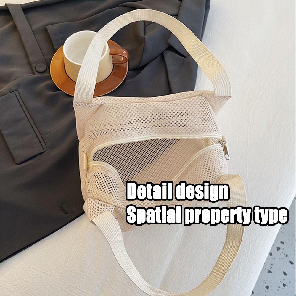 Casual Mesh Tote Beach Bag with Handle Bath Storage Handbag Toiltery Makeup Bag  Sports Accessories