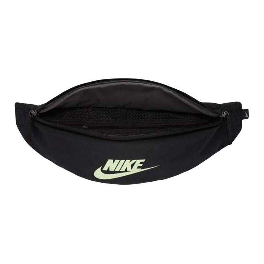 Nike Сумка на пояс с молнией и логотипом Heritage, унисекс, черная, зеленая BA5750-015