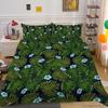 3D Green Leaf Bedding Plant Down Quilt Cover and Pillowcase 2 or 3 Pieces of Microfiber Fabric with Zipper Washable Super Soft Home Decoration