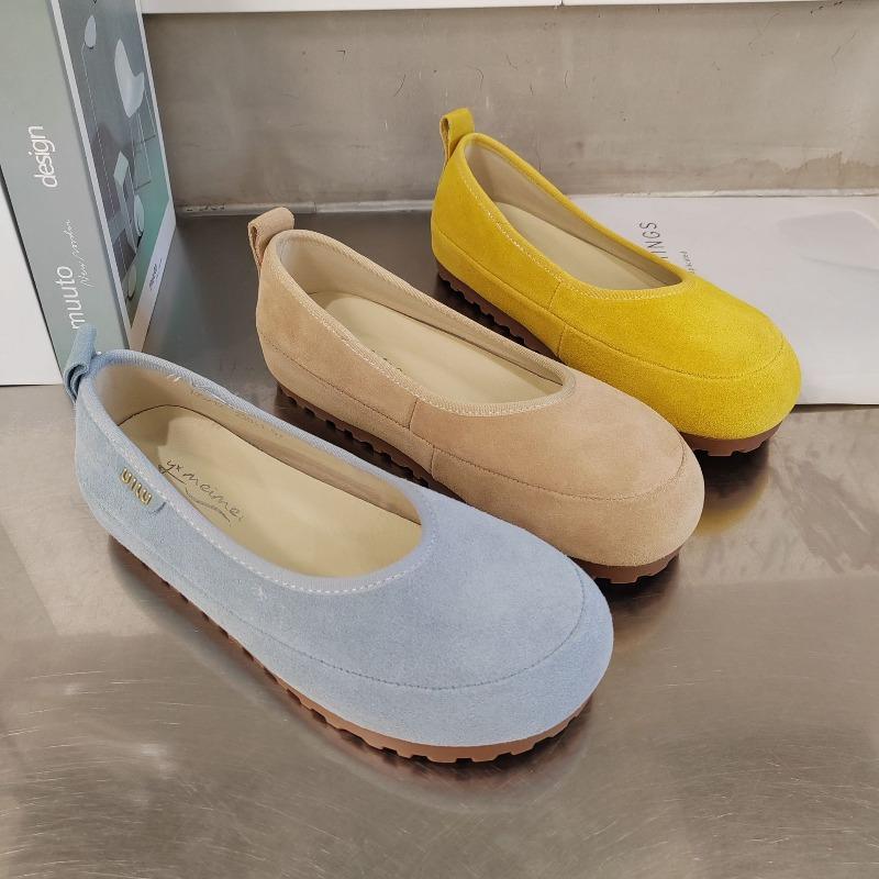 Leather Shallow Mouth Shoes Women's Flat Single Shoes Spring New Lazy Shoes Retro and Lightweight