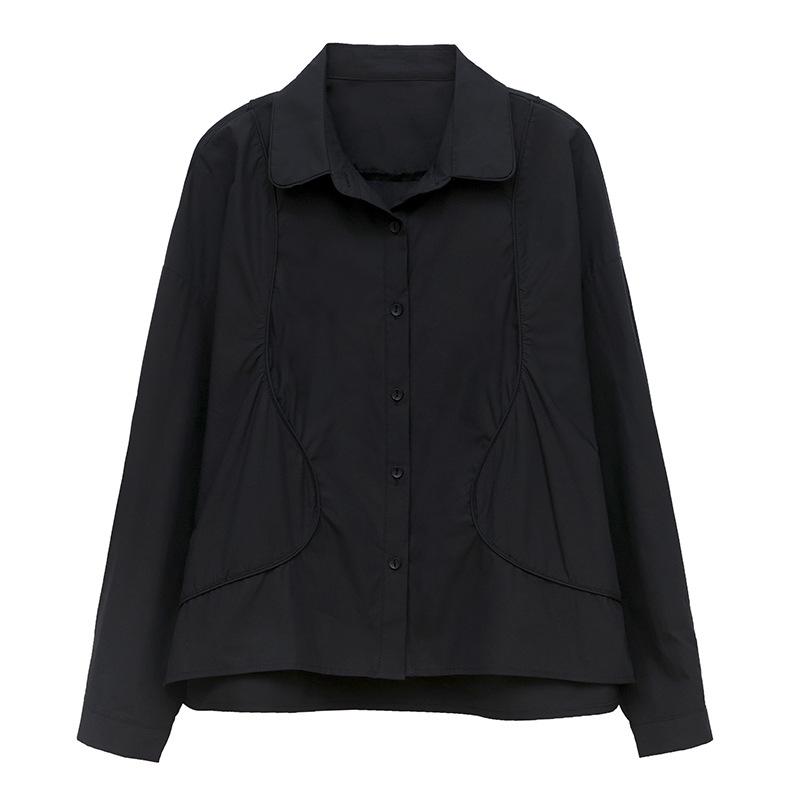 Женская рубашка с длинным рукавом из чистого хлопка - Популярная блузка осень/весна 2024