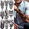 1PC 210*114 Mm Black Forest Tattoo Sticker for Men Women Children Tiger Wolf Death Skull Temporary Tattoo Fake Henna Skeleton King Animal Tatoo