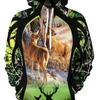 Stylish Deer/Elk Print Men's Hoodie Comfortable 100% Polyester Winter Fall Streetwear