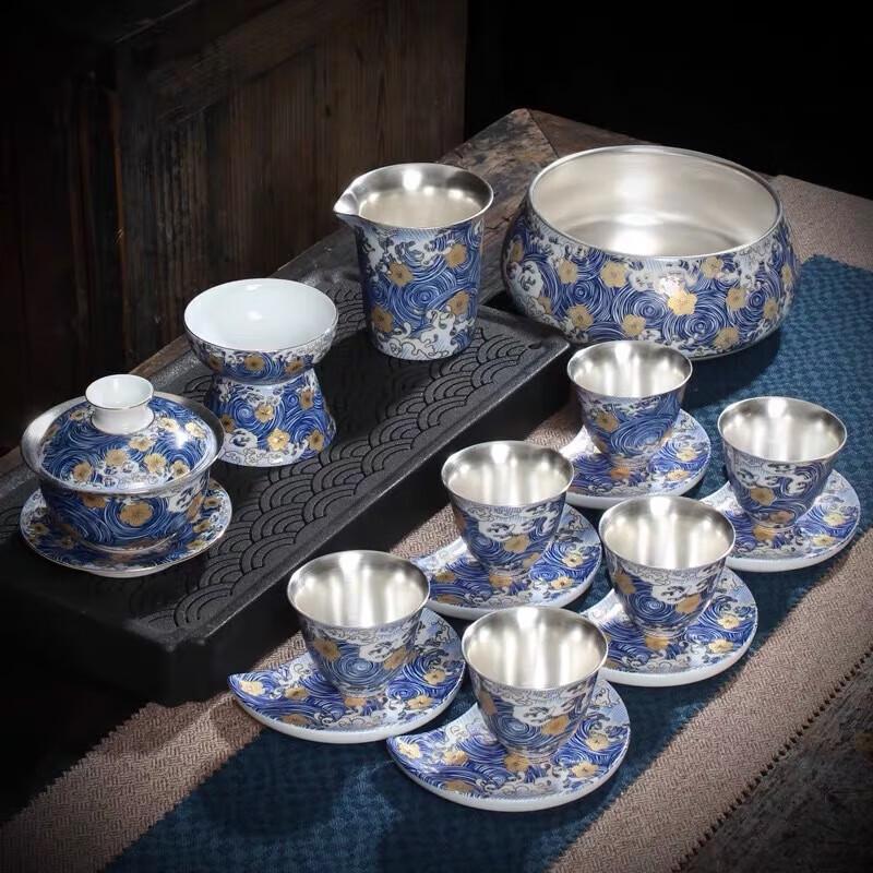 Chaxun Gilded Silver Ceramic Tea Set