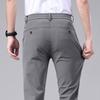 Ultra-thin Elastic Men's Casual Trousers Summer Quick-drying Ice Silk Slim Straight Business Solid Color Trousers Black Gray