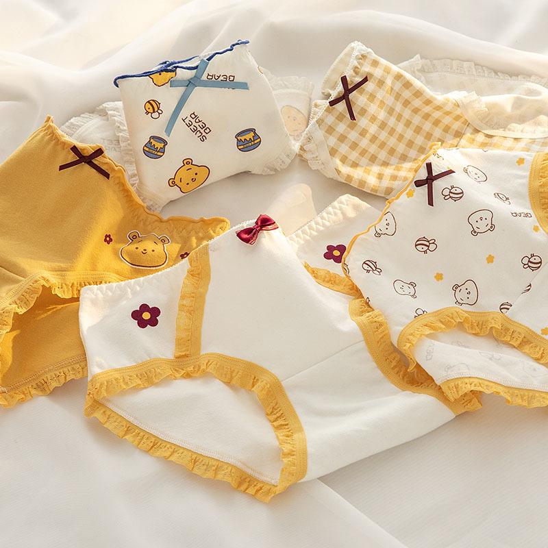 Japanese Little Bear Bee Pure Cotton Children's Women's Underwear - 3 Sets