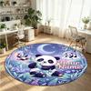 Wild Animals (374) Theme Round Crystal Velvet Rug Custom Name Text Personalized Floor Mat Home Decor Non Slip Crystal Carpet