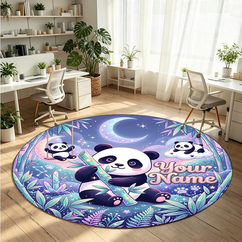 Wild Animals (374) Theme Round Crystal Velvet Rug Custom Name Text Personalized Floor Mat Home Decor Non Slip Crystal Carpet