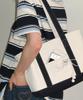 Ronron Ежедневная холщовая сумка-тоут Контраст Кремовый Темно-синий