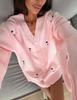 Sweet Style Design Knit Cardigan Women Loose Sheep Knit Sweater Top for Spring Fall