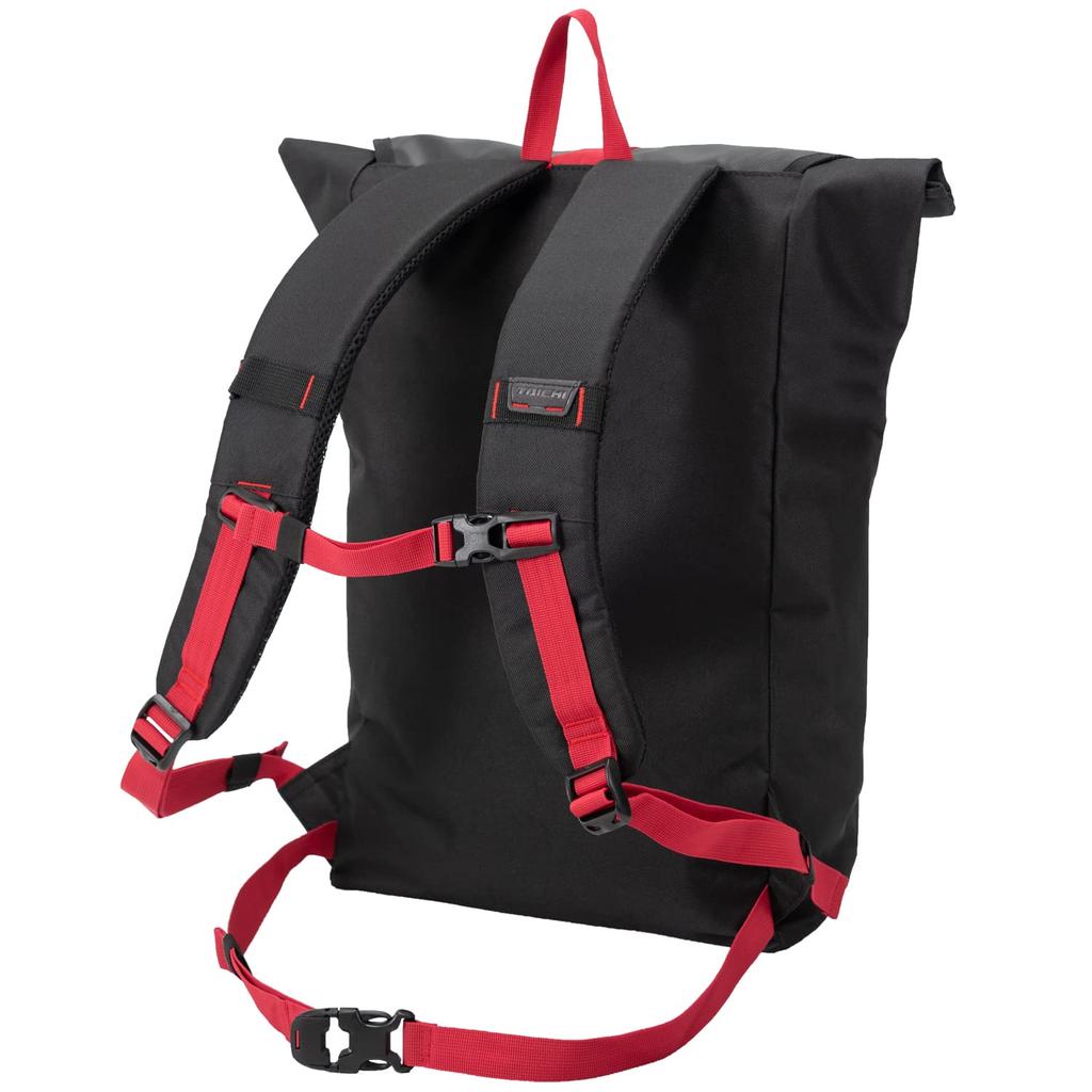 RS TAICHI Waterproof Motorcycle Backpack for Touring and Cycling, RSB278, Unisex, Black/Red