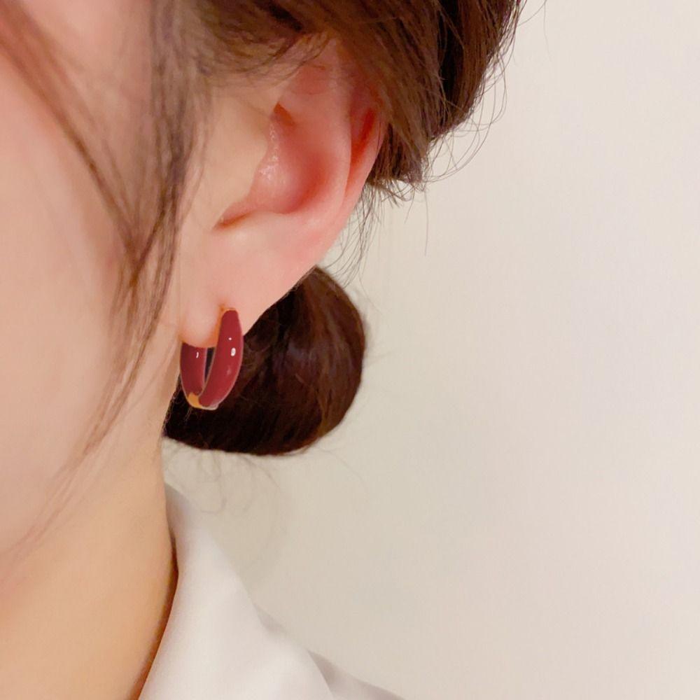 Exquisite Zinc Zinc Alloy Circle Women Jewelry Hoop Ear Buckle Korean Style Earrings Enamel Oil Drop Earrings