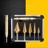 6-Piece High-Speed Steel Titanium Step Drill Bit Set with Triangular Handle