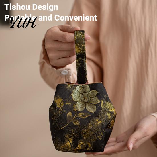 Multi Use Fabric Bag Chinese Style Brocade Storage Bag, Bracelet Jewelry & Tea Accessories Handbag Handbag, Portable Mini Organizer Pouch with Elegant