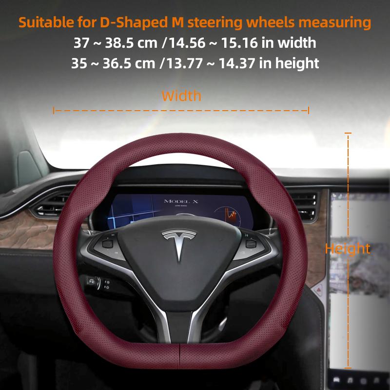 Suitable for Tesla Ultra-Thin Breathable Leather Steering Wheel Cover Suitable for Model 3 Y X S 2024