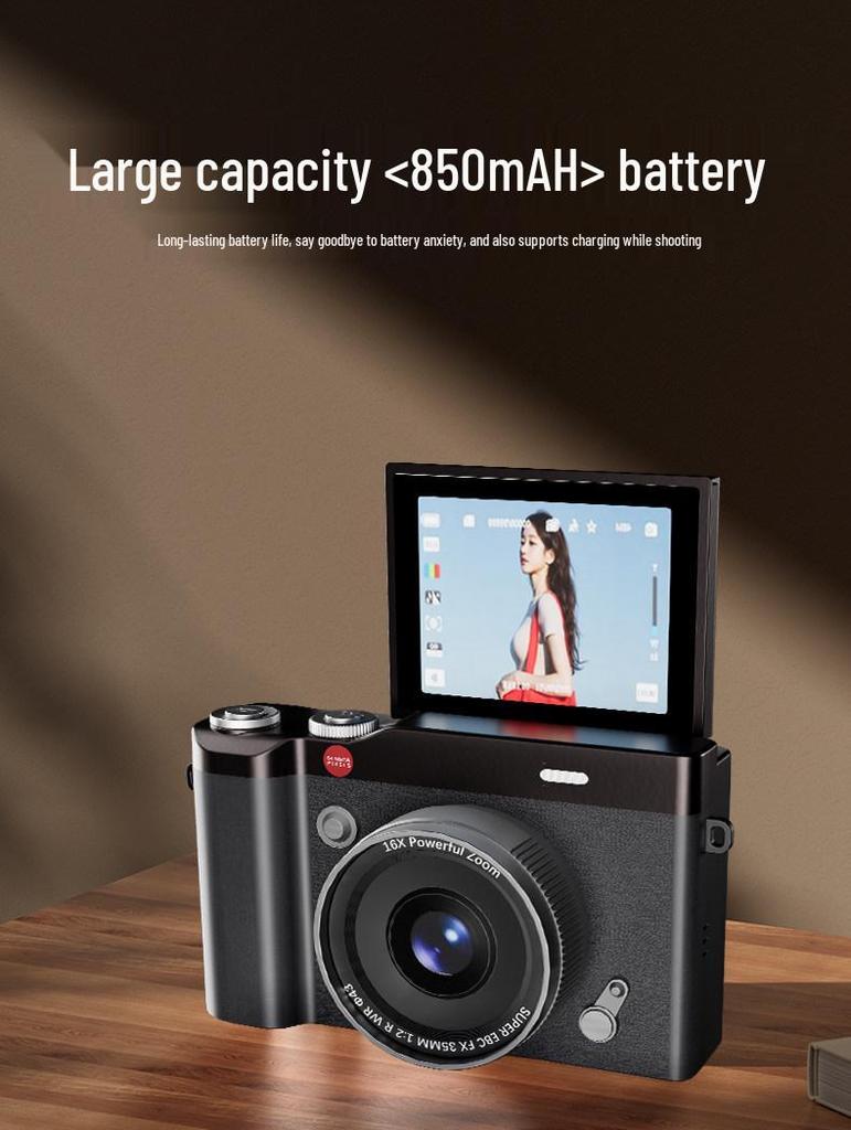 CCD Digital Camera with Dual Lenses - Retro Flip-Phone Style, Perfect for Students and Kids, Connects to Phone.